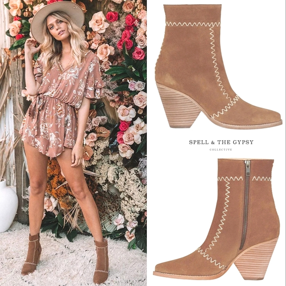 SPELL & THE GYPSY COLLECTIVE Zephyr Patchwork Bohemian Suede Boots UT/+SPELL BOX